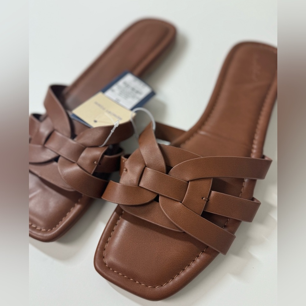 NWT Women's Edna Slide Sandals with Memory Foam Insole - Universal Thread Cognac - Picture 6 of 6